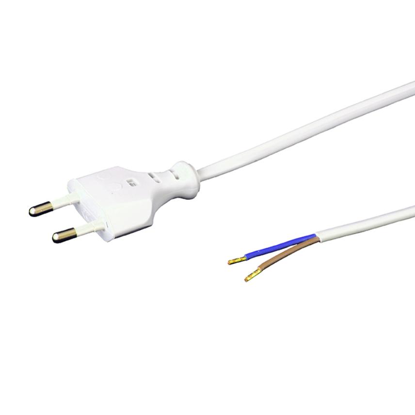 EU Plug H03VVH2-F 2X0,75 White 3,0m