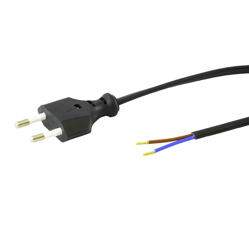 EU Plug H03VVH2-F 2X0,75 Black 2,0m